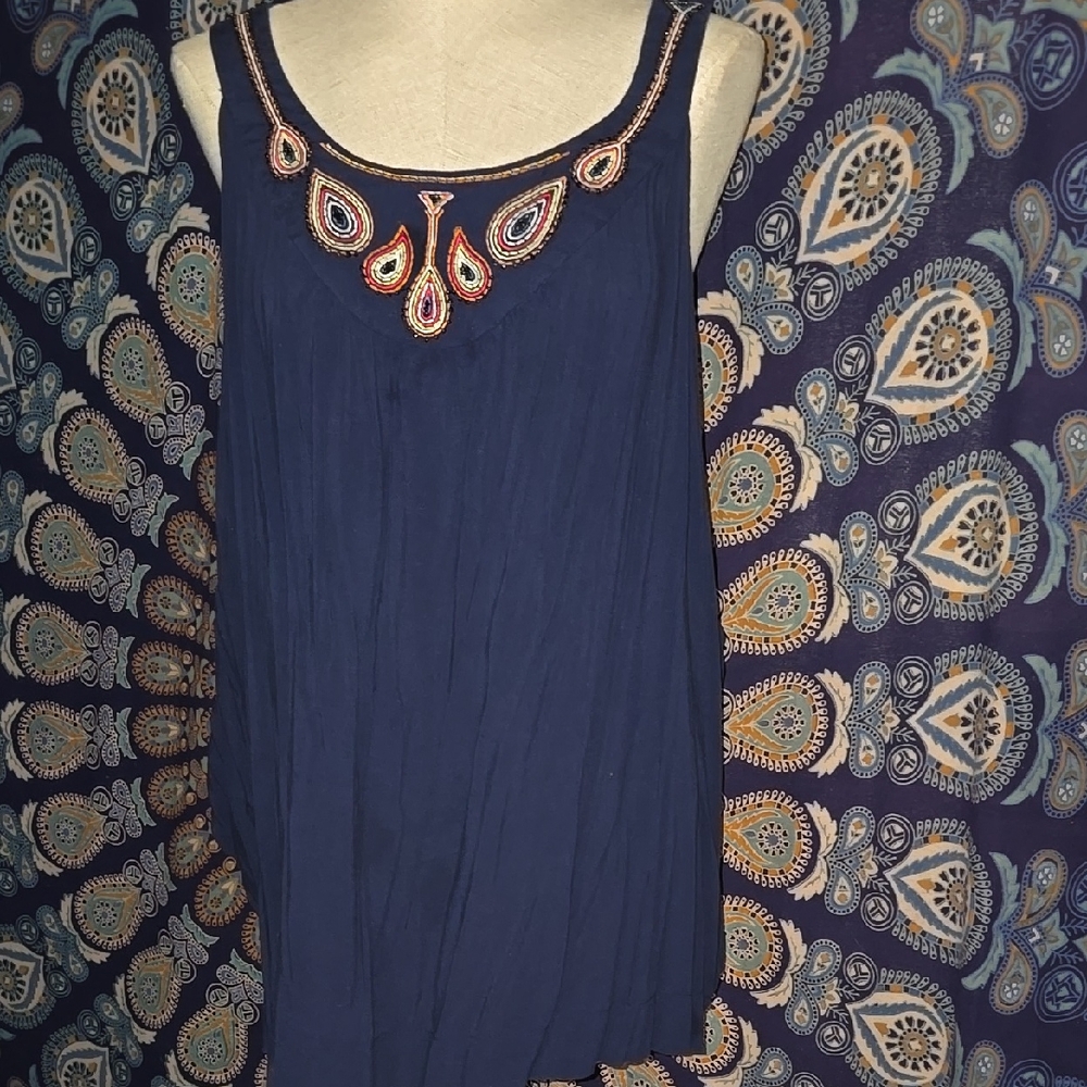 Fashion Bug 3X Navy Beaded Tank